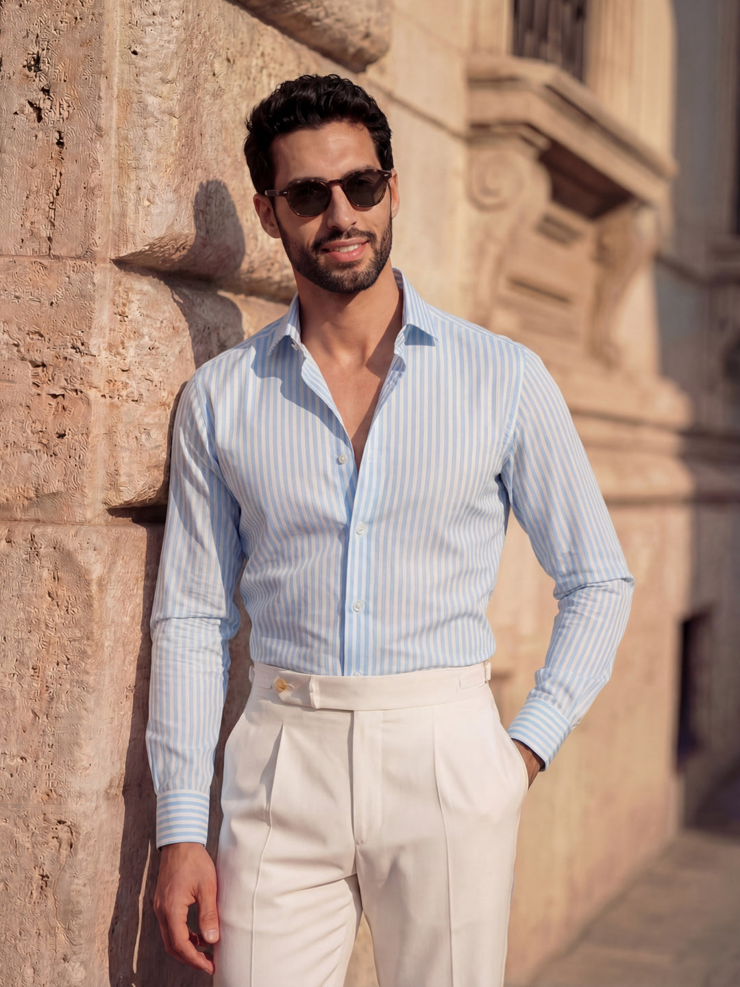 Blue Striped Cotton Shirt