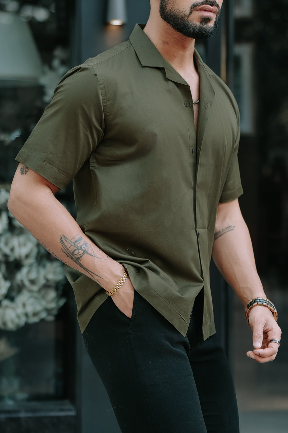 Oversized Cotton Shirt - Pickle