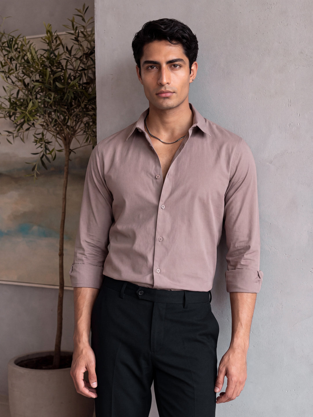 Classic Fawn Cotton Satin Shirt