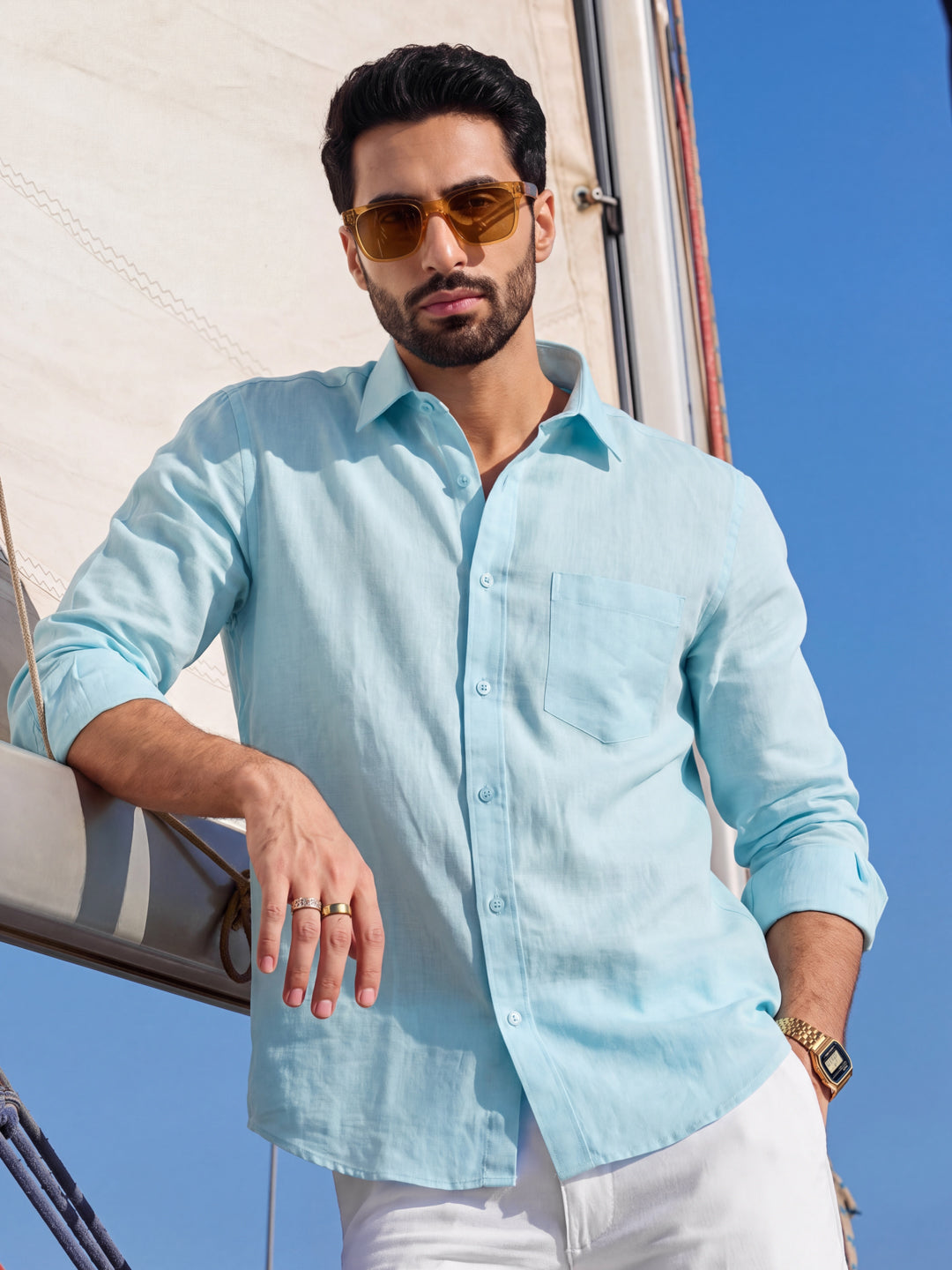 Aqua Linen Shirt